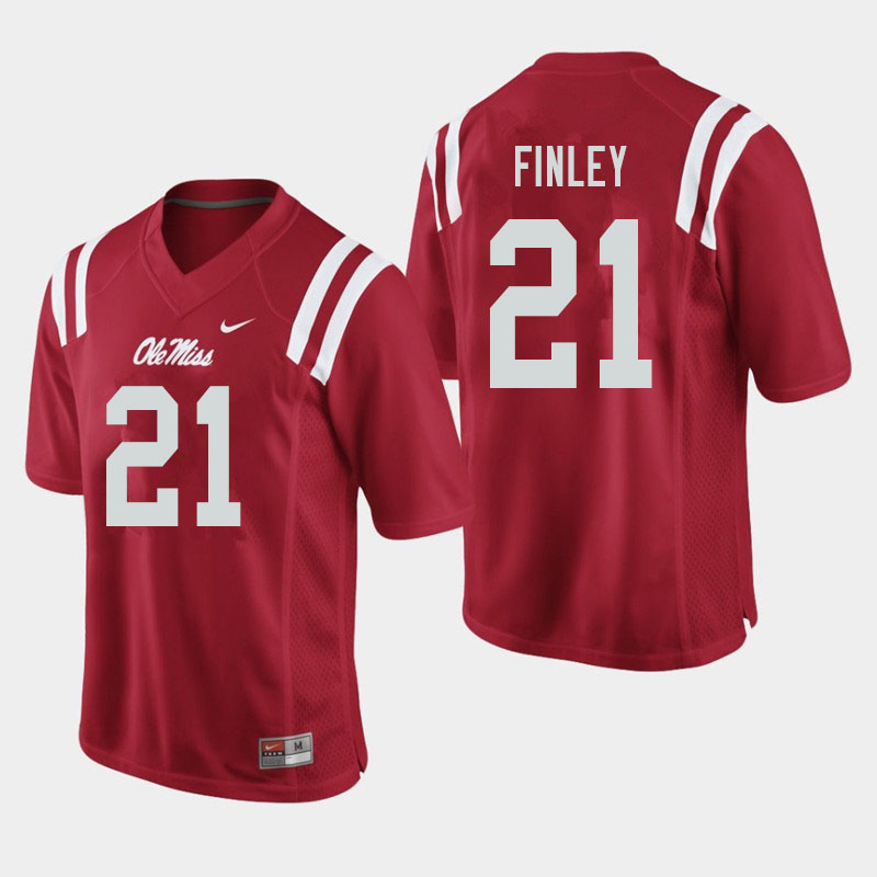Men #21 A.J. Finley Ole Miss Rebels College Football Jerseys Sale-Red